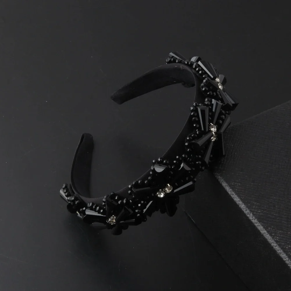Black Bead Embroidered Headband